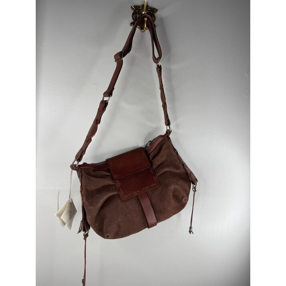 Free People We The Free Silvie Studded Sling Bag Crossbody Cognac NWT Leather - Picture 7 of 10